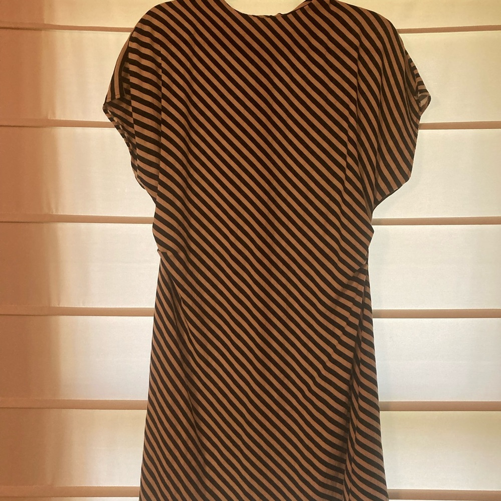 H&M Black and White Striped Dress with Dolman Sleeves